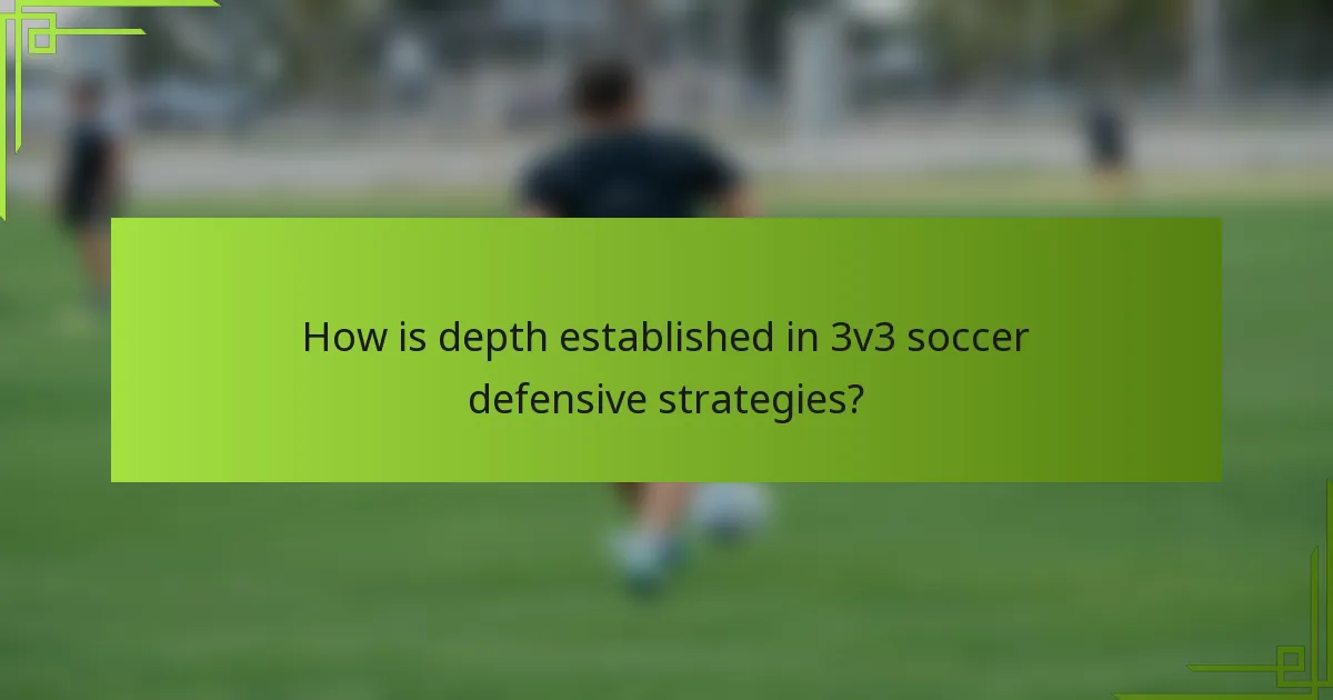How is depth established in 3v3 soccer defensive strategies?